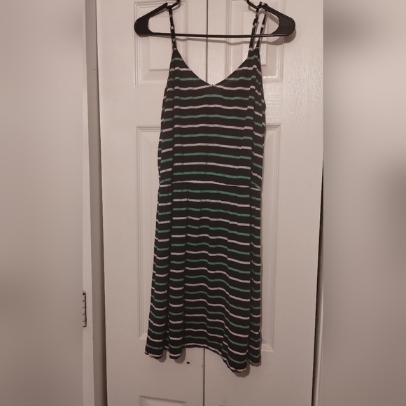 j. Crew Striped Dress Green Blue White Tank Summer Beck cover up dress - Picture 2 of 14